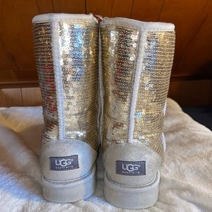 Silver Sequin Short Ugg Boots